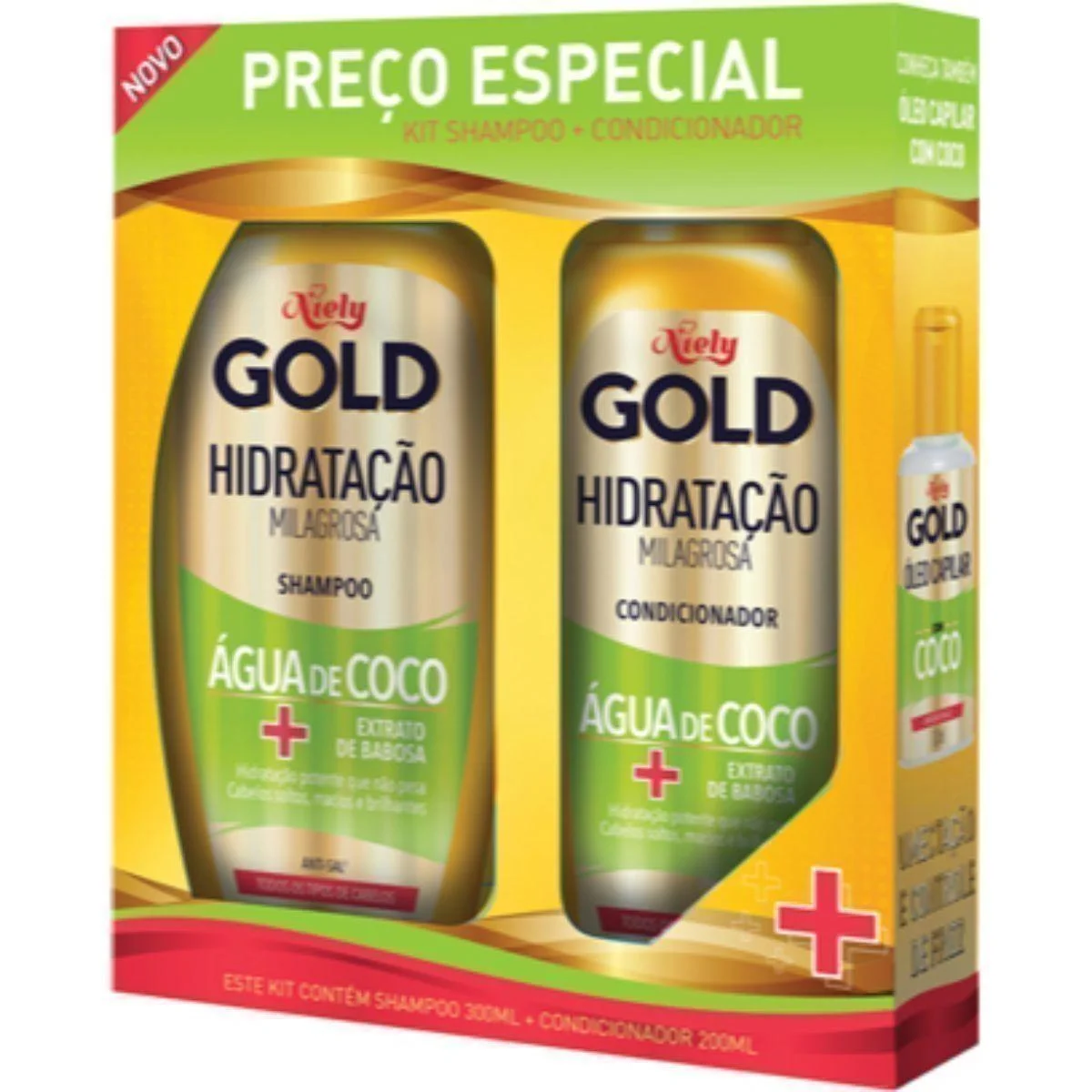 Shampoo + Condicionador Hidratação Milagrosa Água de Coco NIELY Gold 300ml/200ml