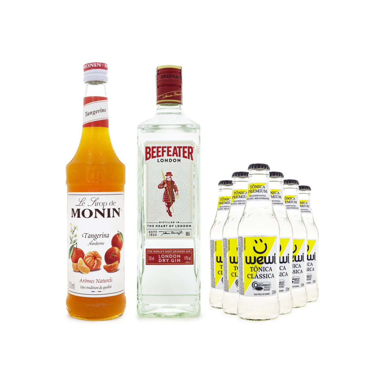 Combo Drink Tangerina G&T - MONIN Tangerina 250ml + Gin Beefeater 750ml + 6 Tônica Wewi 255ml