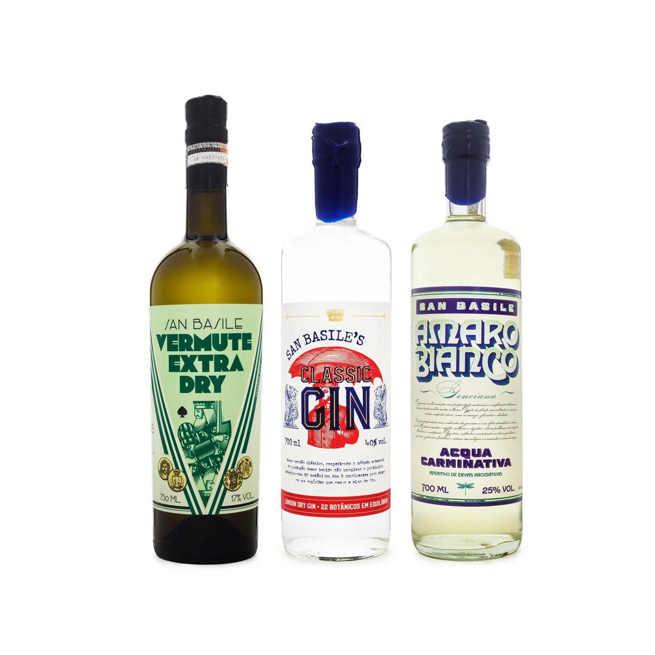 Kit White Negroni Destilaria San Basile - Classic Gin 700ml + Amaro Bianco 700ml + Vermute Extra Dry 750ml