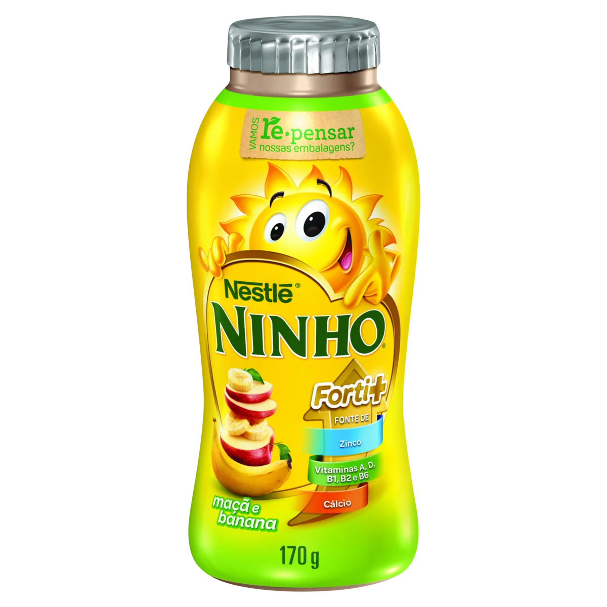 Iogurte Parcialmente Desnatado Maçã e Banana Ninho Forti+ Frasco 170g