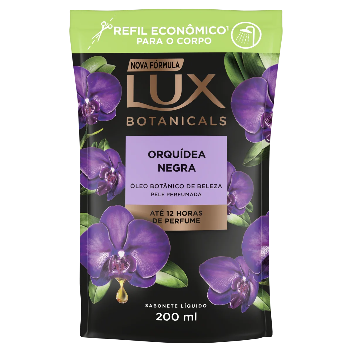 Sabonete Líquido Orquídea Negra Lux Botanicals Sachê 200ml Refil