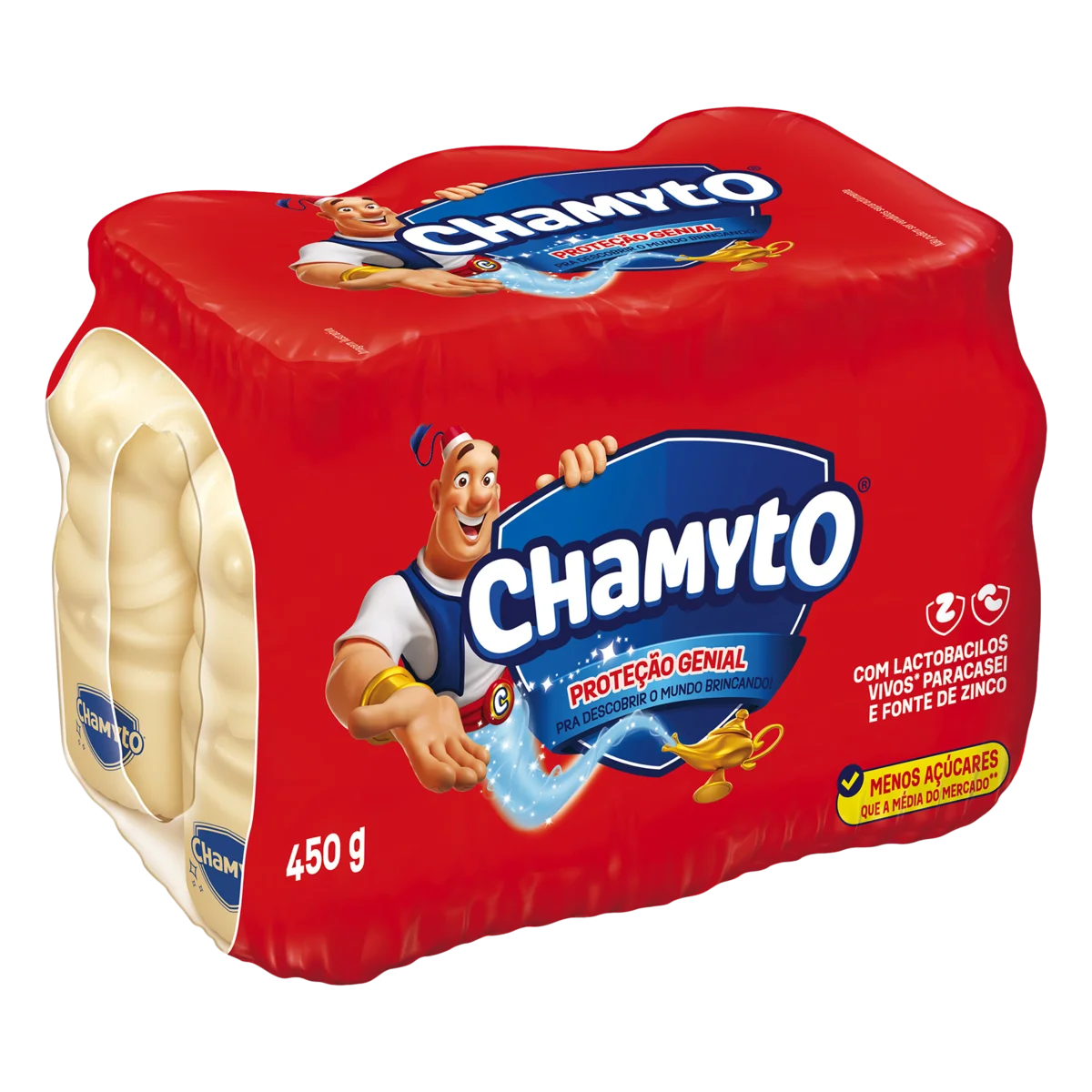 Pack Leite Fermentado Desnatado Chamyto Frasco 450g 6 Unidades
