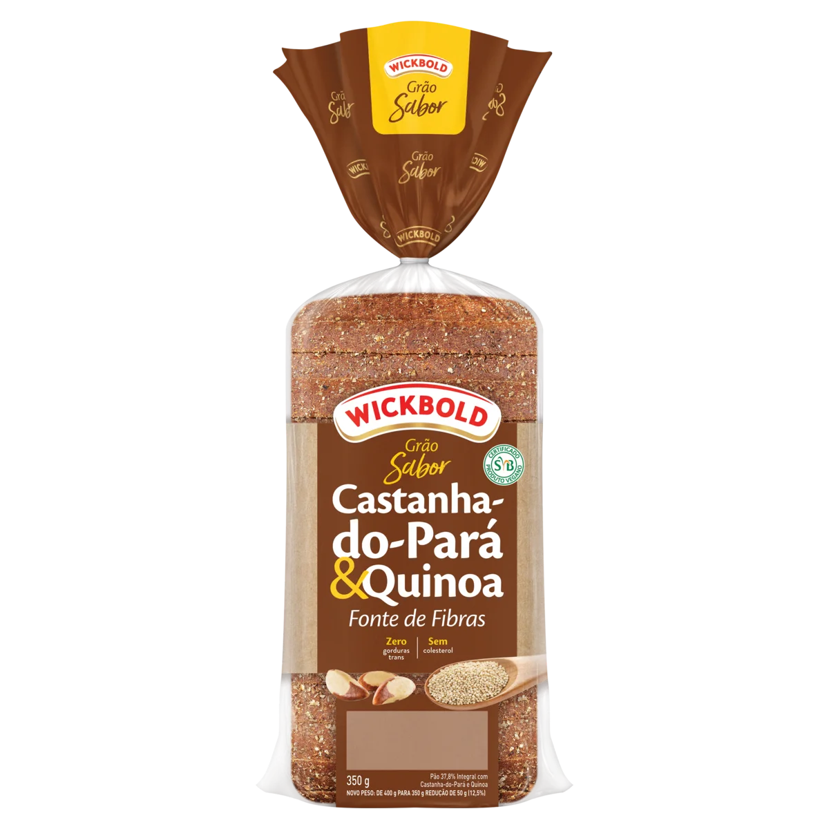 Pão Integral Castanha-do-Pará e Quinoa Wickbold Grão Sabor Pacote 350g