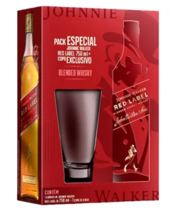 Kit Copo + Whisky Escocês Blended Red Label Johnnie Walker 750ml