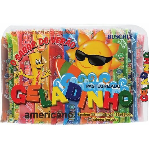 Geladinho Americano 55ml - Sabores - Com 40 Geladinhos (CONGELADO)