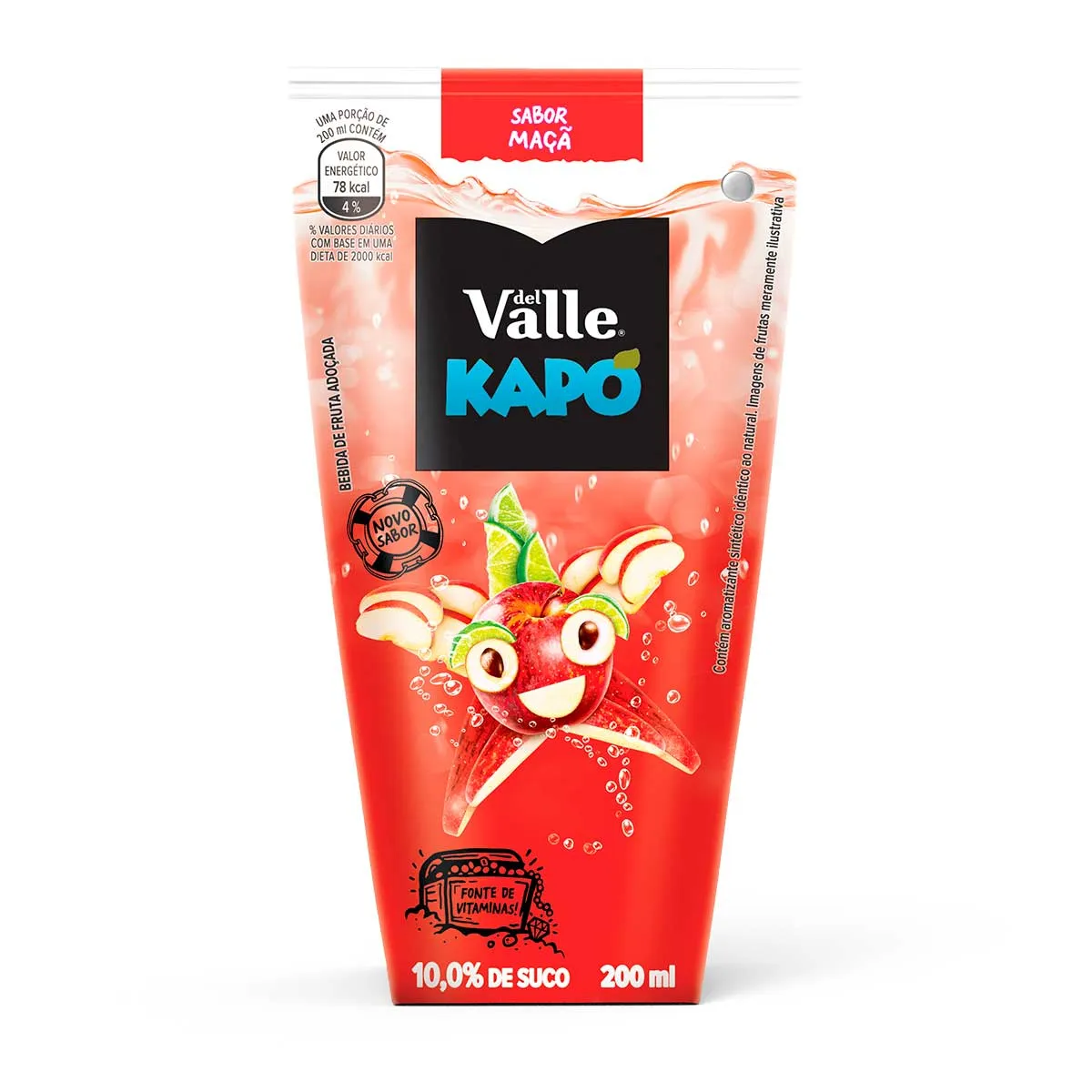 Bebida de Fruta Sabor Maçã Del Valle Kapo 200 ml (GELADO)