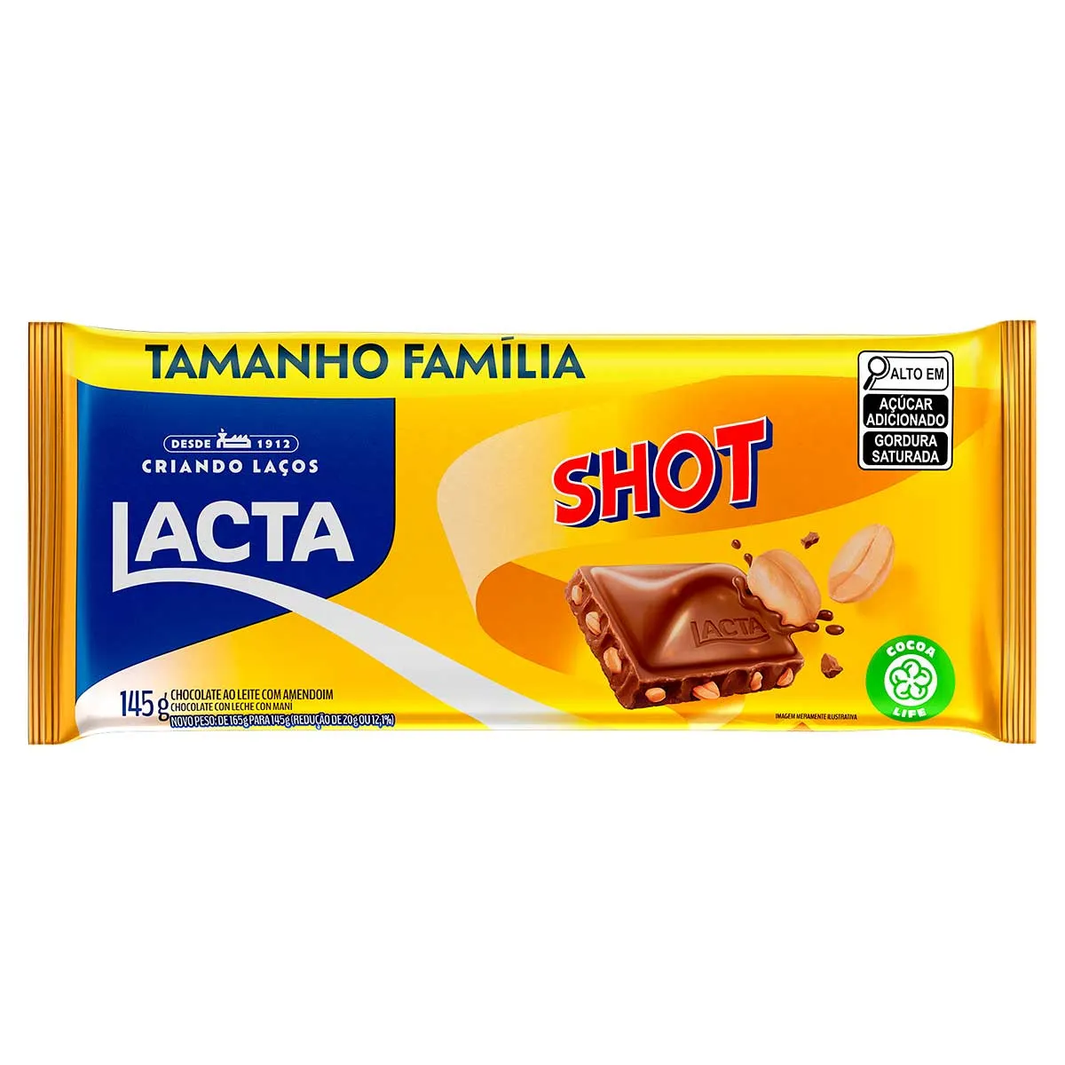 Chocolate Lacta ao Leite com Amendoim Shot 145g